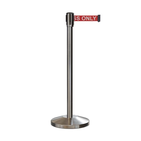 Retractable Belt Barrier Stanchion, 2 Sat.Steel Post  11' R.Auth.Belt